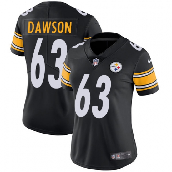 Women's Nike Pittsburgh Steelers 63 Dermontti Dawson Black Team Color Vapor Untouchable Limited Player NFL Jersey