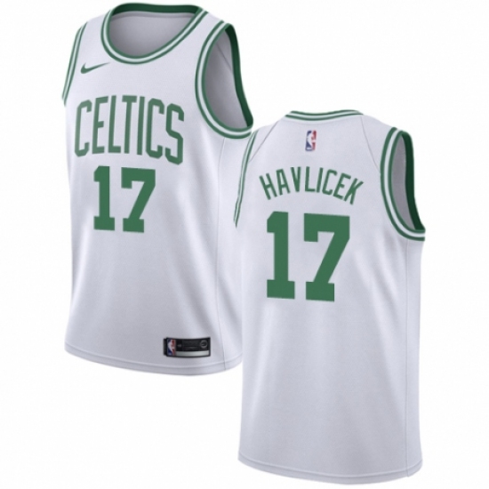 Men's Nike Boston Celtics 17 John Havlicek Authentic White NBA Jersey - Association Edition