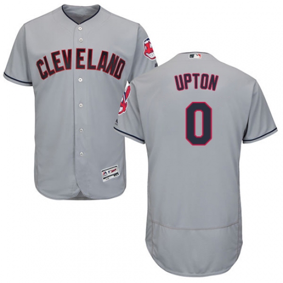 Men's Majestic Cleveland Indians 0 B.J. Upton Grey Road Flex Base Authentic Collection MLB Jersey
