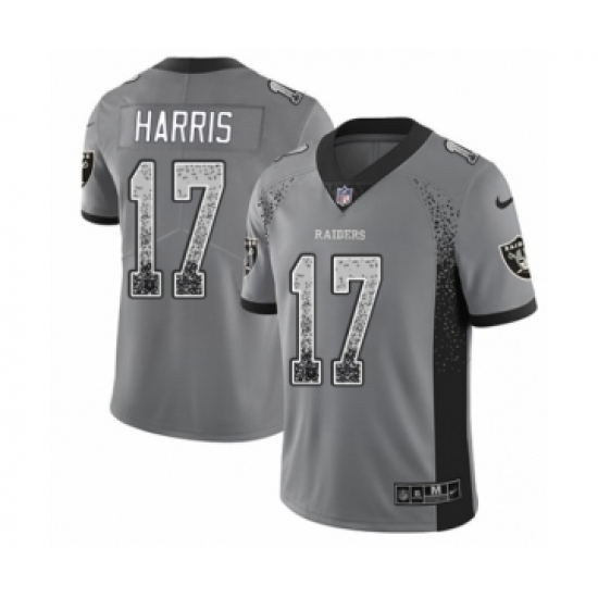 Men's Nike Oakland Raiders 17 Dwayne Harris Limited Gray Rush Drift Fashion NFL Jersey