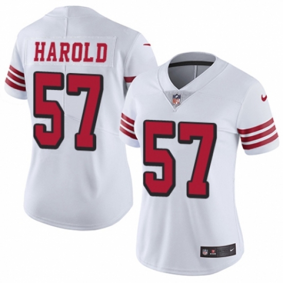 Women's Nike San Francisco 49ers 57 Eli Harold Limited White Rush Vapor Untouchable NFL Jersey