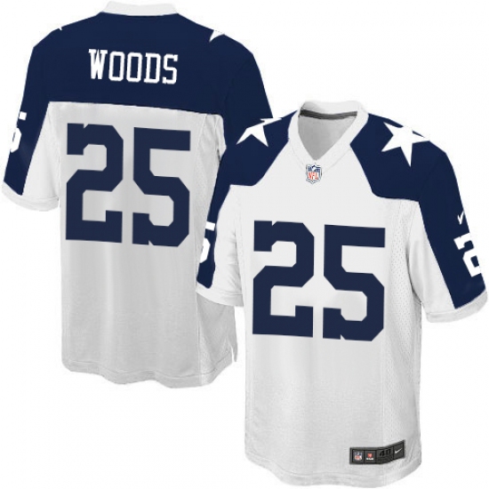 Men's Nike Dallas Cowboys 25 Xavier Woods Game White Throwback Alternate NFL Jersey
