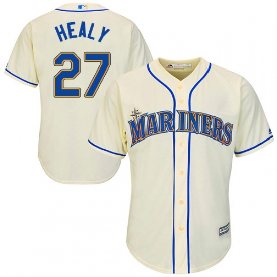 Youth Majestic Seattle Mariners 27 Ryon Healy Replica Cream Alternate Cool Base MLB Jersey