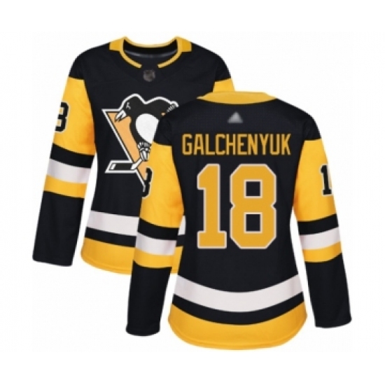 Women's Pittsburgh Penguins 18 Alex Galchenyuk Authentic Black Home Hockey Jersey