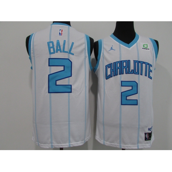 Men's Charlotte Hornets 2 Lamelo Ball White Jordan Brand Teal 2020-21 Swingman Jersey