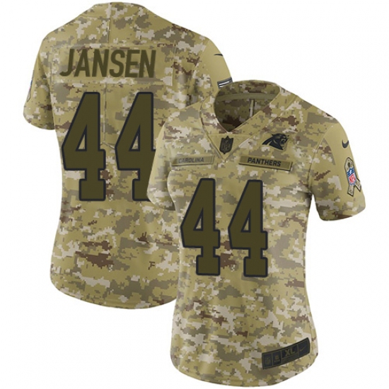 Women's Nike Carolina Panthers 44 J.J. Jansen Limited Camo 2018 Salute to Service NFL Jersey
