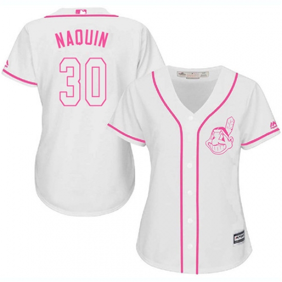 Women's Majestic Cleveland Indians 30 Tyler Naquin Authentic White Fashion Cool Base MLB Jersey