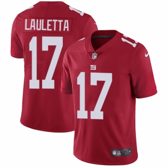 Men's Nike New York Giants 17 Kyle Lauletta Red Alternate Vapor Untouchable Limited Player NFL Jersey