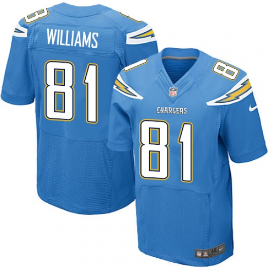 Men's Nike Los Angeles Chargers 81 Mike Williams Elite Electric Blue Alternate NFL Jersey