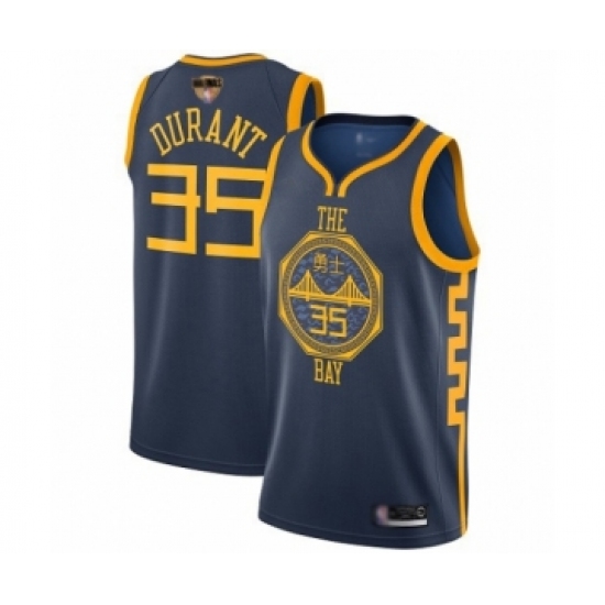 Youth Golden State Warriors 35 Kevin Durant Swingman Navy Blue Basketball 2019 Basketball Finals Bound Jersey - City Edition