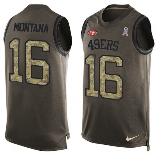Men's Nike San Francisco 49ers 16 Joe Montana Limited Green Salute to Service Tank Top NFL Jersey