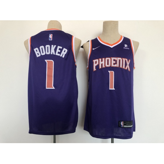 Men's Phoenix Suns 1 Devin Booker Swingman Purple Basketball Jersey