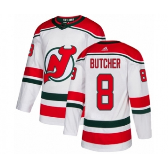 Men's Adidas New Jersey Devils 8 Will Butcher Premier White Alternate NHL Jersey