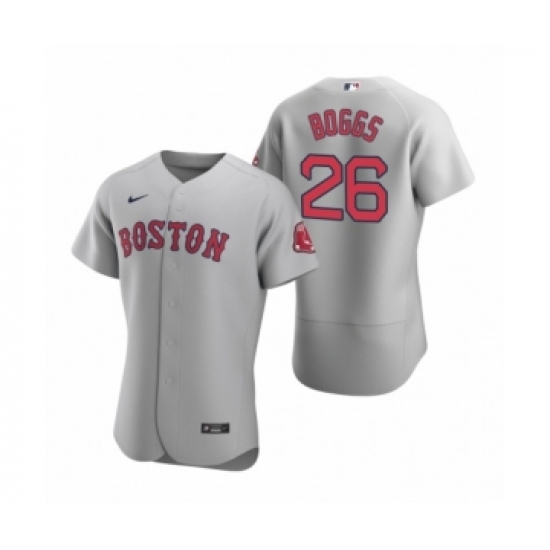 Men's Boston Red Sox 26 Wade Boggs Nike Gray Authentic Road Jersey