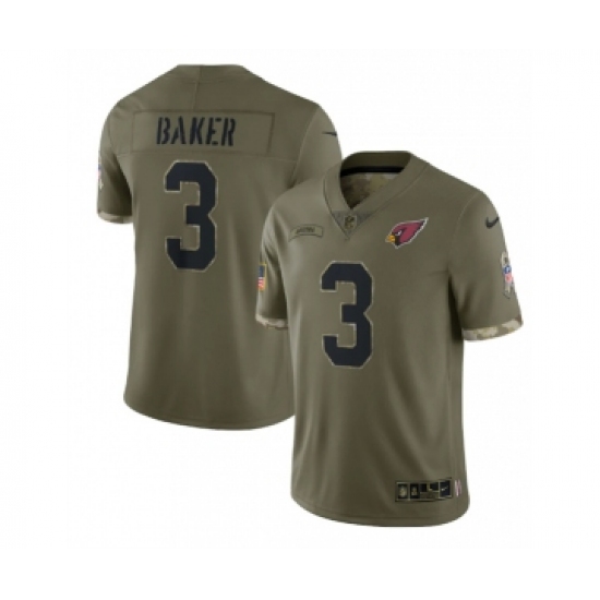 Men's Arizona Cardinals 3 Budda Baker 2022 Olive Salute To Service Limited Stitched Jersey