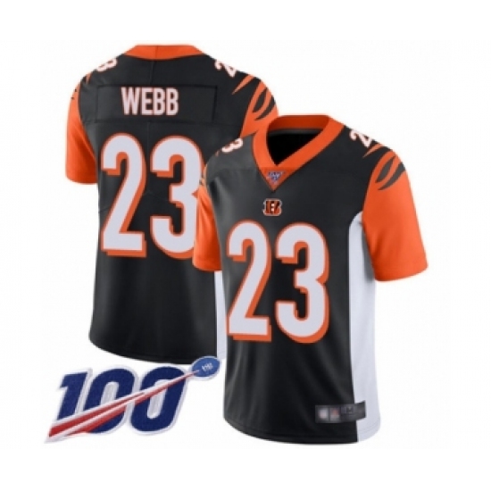 Youth Cincinnati Bengals 23 B.W. Webb Black Team Color Vapor Untouchable Limited Player 100th Season Football Jersey