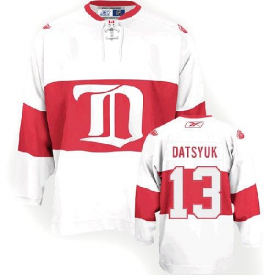 Women's Reebok Detroit Red Wings 13 Pavel Datsyuk Premier White Third NHL Jersey