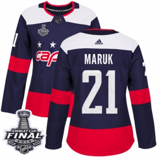 Women's Adidas Washington Capitals 21 Dennis Maruk Authentic Navy Blue 2018 Stadium Series 2018 Stanley Cup Final NHL Jersey