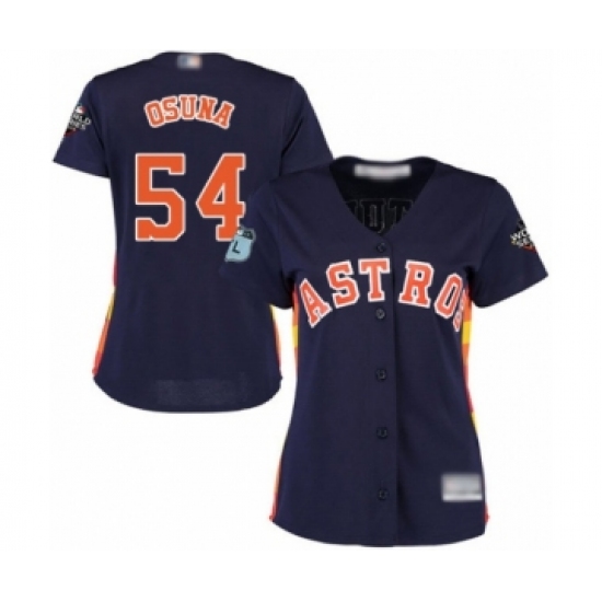 Women's Houston Astros 54 Roberto Osuna Authentic Navy Blue Alternate Cool Base 2019 World Series Bound Baseball Jersey