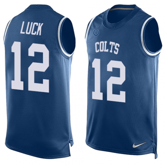 Men's Nike Indianapolis Colts 12 Andrew Luck Limited Royal Blue Player Name & Number Tank Top NFL Jersey