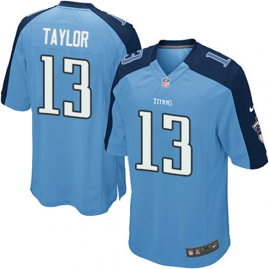 Men's Nike Tennessee Titans 13 Taywan Taylor Game Light Blue Team Color NFL Jersey