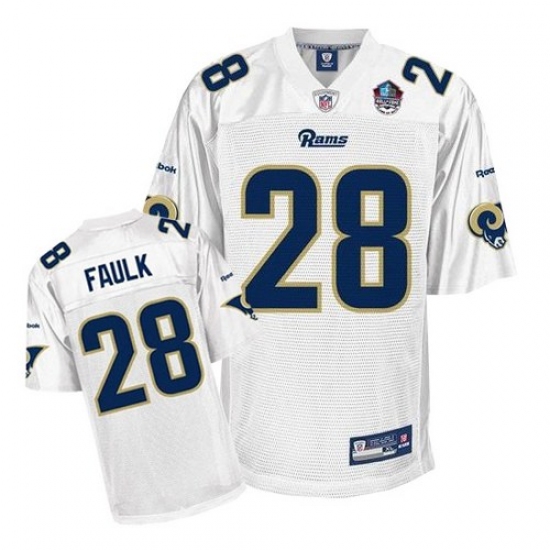 Reebok Los Angeles Rams 28 Marshall Faulk White Hall of Fame 2011 Replica Throwback NFL Jersey