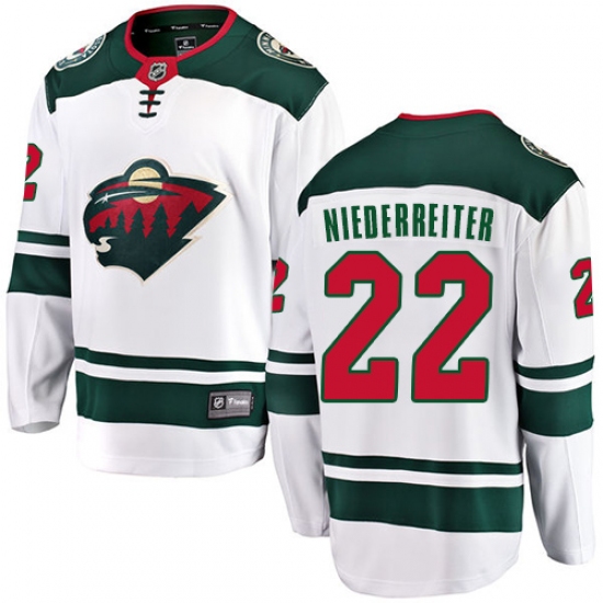 Men's Minnesota Wild 22 Nino Niederreiter Authentic White Away Fanatics Branded Breakaway NHL Jersey