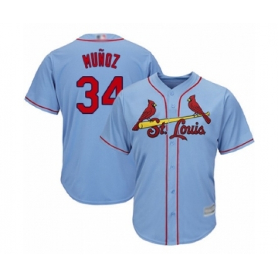 Youth St. Louis Cardinals 34 Yairo Munoz Authentic Light Blue Alternate Cool Base Baseball Player Jersey