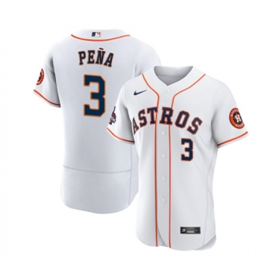 Men's Houston Astros 3 Jeremy Pena 2022 World Series White Flex Base Stitched Baseball Jersey