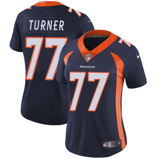 Women's Nike Denver Broncos 77 Billy Turner Navy Blue Alternate Vapor Untouchable Limited Player NFL Jersey