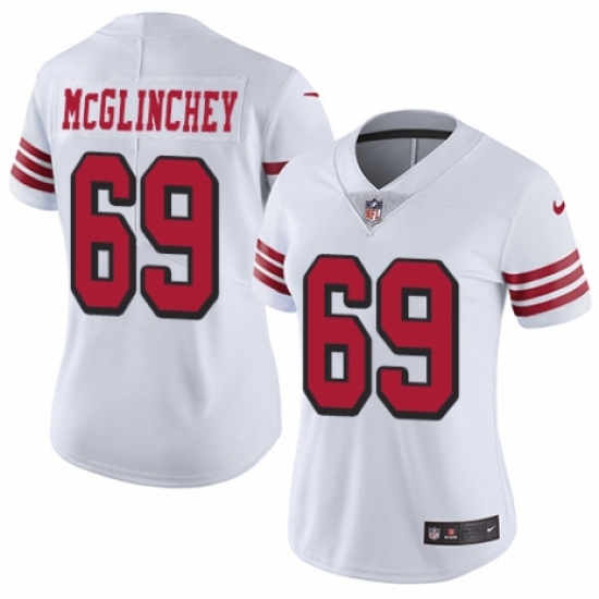 Women's Nike San Francisco 49ers 69 Mike McGlinchey Limited White Rush Vapor Untouchable NFL Jersey