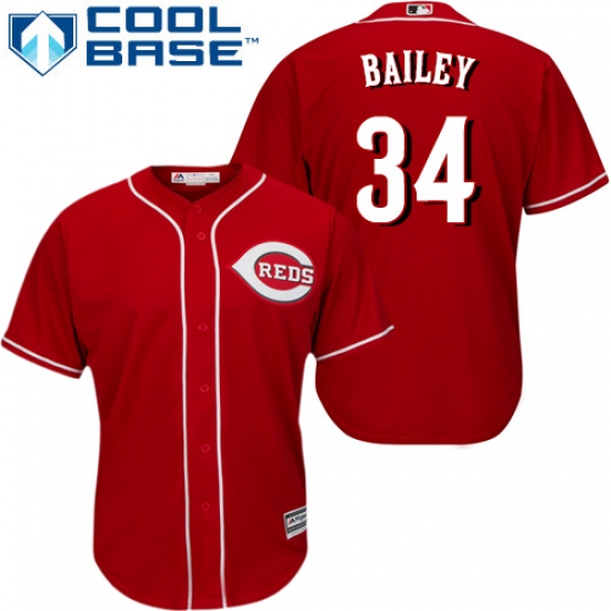 Youth Majestic Cincinnati Reds 34 Homer Bailey Authentic Red Alternate Cool Base MLB Jersey