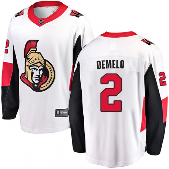 Youth Ottawa Senators 2 Dylan DeMelo Fanatics Branded White Away Breakaway NHL Jersey