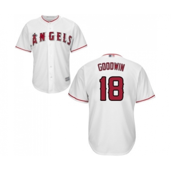 Men's Los Angeles Angels of Anaheim 18 Brian Goodwin Replica White Home Cool Base Baseball Jersey
