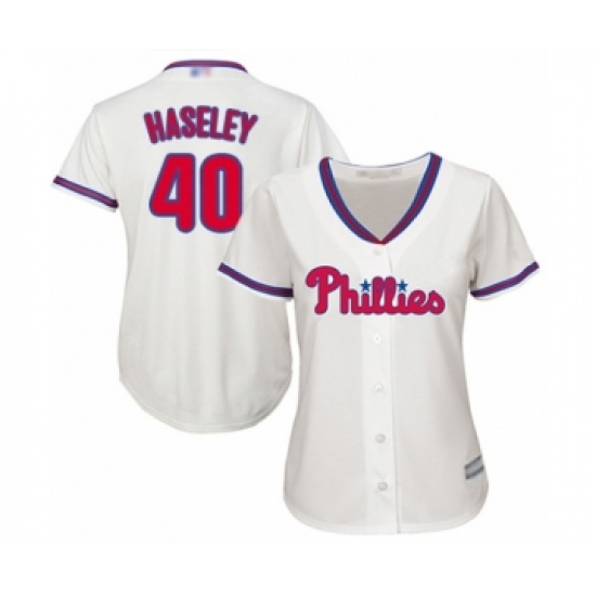 Women's Philadelphia Phillies 40 Adam Haseley Authentic Cream Alternate Cool Base Baseball Player Jersey