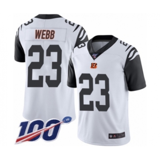 Youth Cincinnati Bengals 23 B.W. Webb Limited White Rush Vapor Untouchable 100th Season Football Jersey