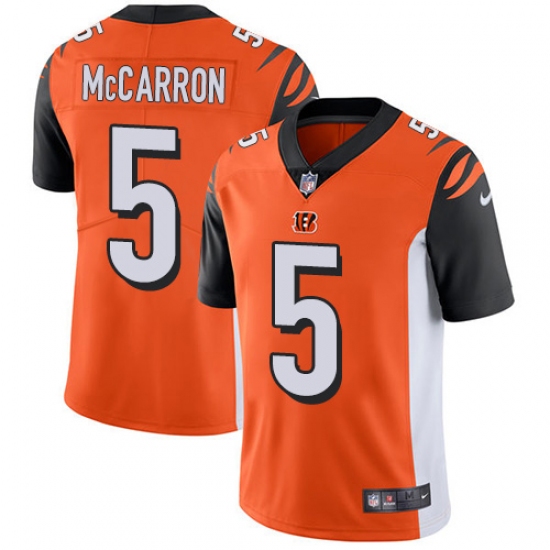 Men's Nike Cincinnati Bengals 5 AJ McCarron Vapor Untouchable Limited Orange Alternate NFL Jersey