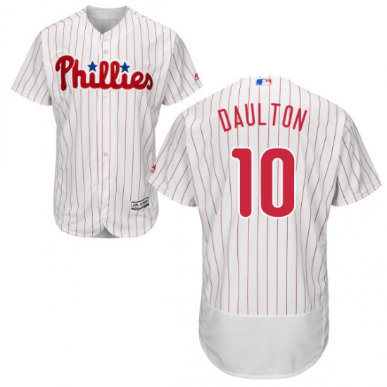 Men's Majestic Philadelphia Phillies 10 Darren Daulton White Home Flex Base Authentic Collection MLB Jersey