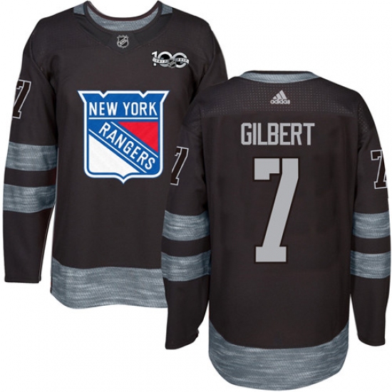 Men's Adidas New York Rangers 7 Rod Gilbert Authentic Black 1917-2017 100th Anniversary NHL Jersey
