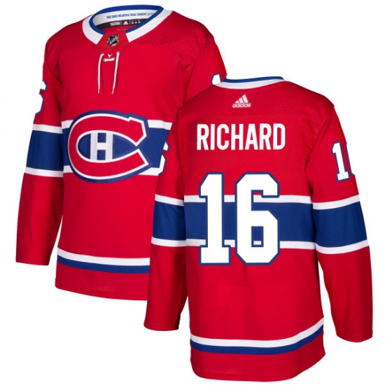 Men's Adidas Montreal Canadiens 16 Henri Richard Authentic Red Home NHL Jersey