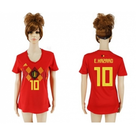 Women's Belgium 10 E.Hazard Red Home Soccer Country Jersey