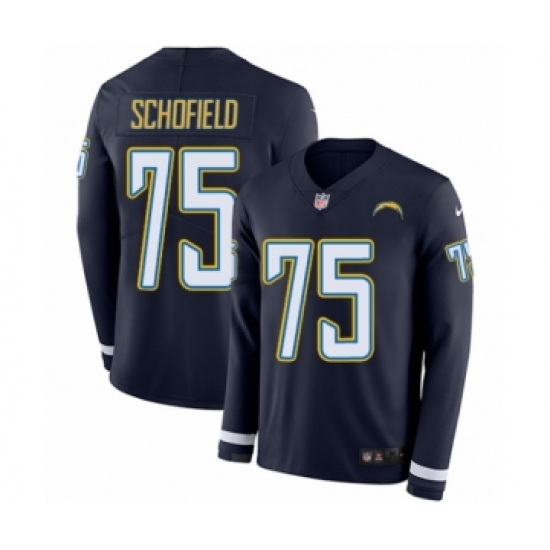 Youth Nike Los Angeles Chargers 75 Michael Schofield Limited Navy Blue Therma Long Sleeve NFL Jersey
