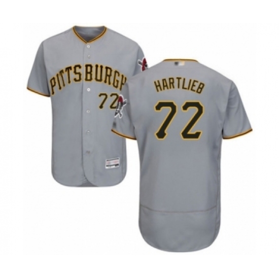 Men's Pittsburgh Pirates 72 Geoff Hartlieb Grey Road Flex Base Authentic Collection Baseball Player Jersey