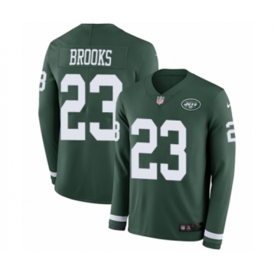 Youth Nike New York Jets 23 Terrence Brooks Limited Green Therma Long Sleeve NFL Jersey