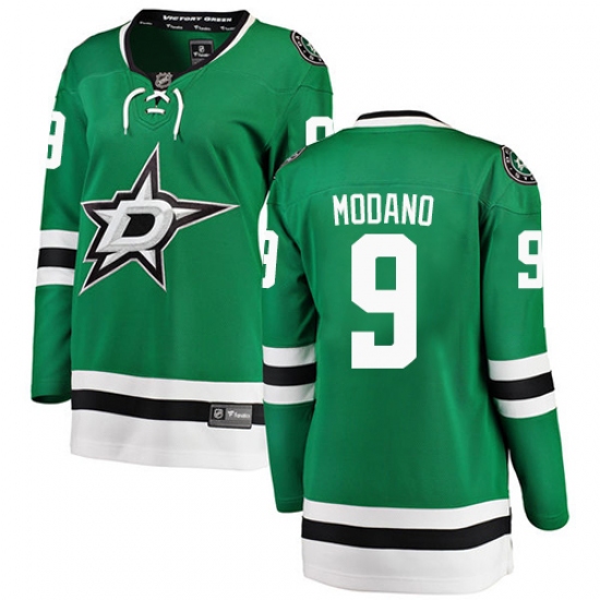 Women's Dallas Stars 9 Mike Modano Authentic Green Home Fanatics Branded Breakaway NHL Jersey