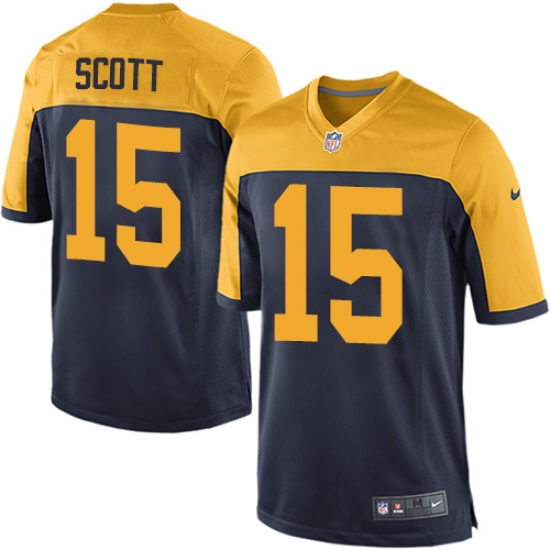 Men's Nike Green Bay Packers 15 JK Scott Game Navy Blue Alternate NFL Jersey