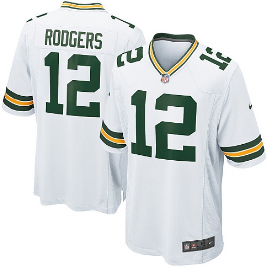 Men's Nike Green Bay Packers 12 Aaron Rodgers Game White NFL Jersey