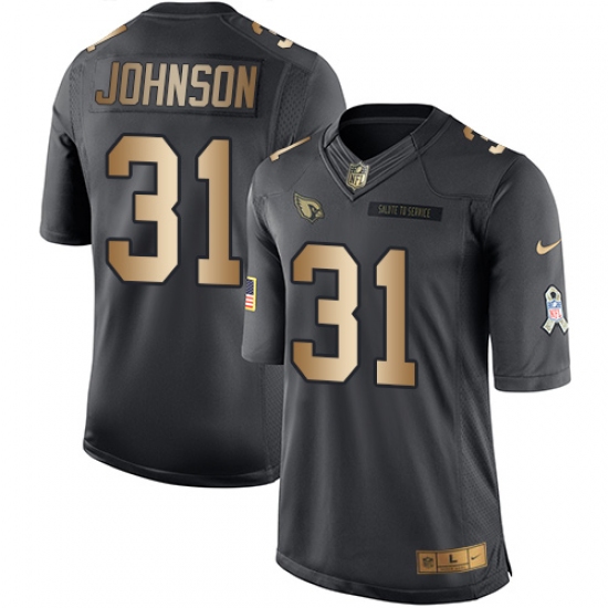 Men's Nike Arizona Cardinals 31 David Johnson Limited Black/Gold Salute to Service NFL Jersey