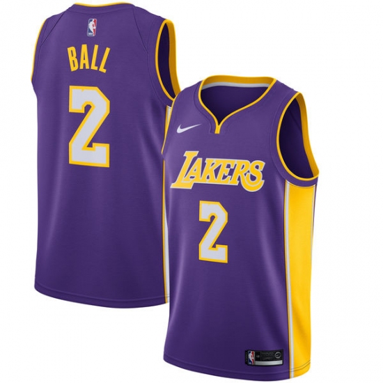 Men's Nike Los Angeles Lakers 2 Lonzo Ball Swingman Purple NBA Jersey - Statement Edition
