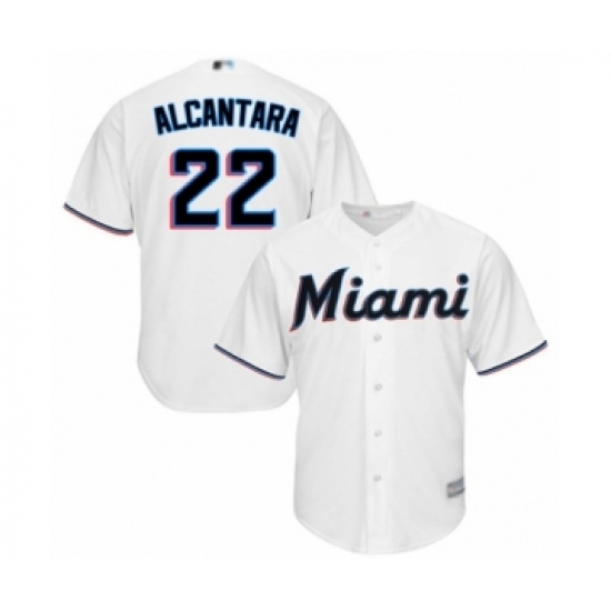 Men's Miami Marlins 22 Sandy Alcantara Replica White Home Cool Base Baseball Jersey